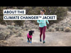Adorable dog wearing a Climate Changer Jacket in snowy landscape;  Fashionable pet outerwear for cold weather adventures;  Dog staying warm in a stylish Climate Changer Jacket;  Outdoor winter fun with a dog in a climate-responsive jacket;  Pet wearing a waterproof and insulated dog coat;  Dog in a windproof and snowproof coat;  Pet cold protection with a trendy insulated dog jacket;  Adventure-ready pet gear on Climate Changer Jacket;  Winter warmth for your furry friend;